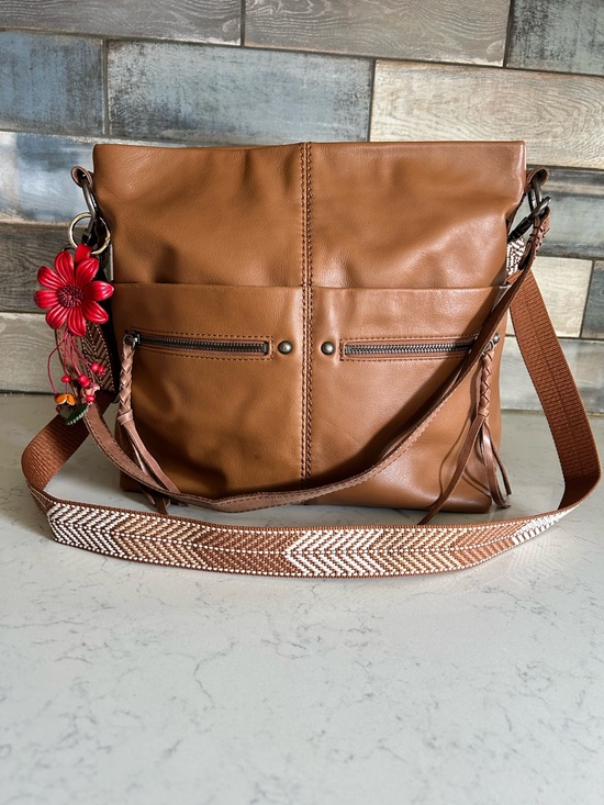 The Sak Handbags - The Sak Leather Ashland Crossbody Shoulder Bag Cognac With Free Flower Charm
